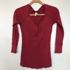 Red Free People ribbed Tee